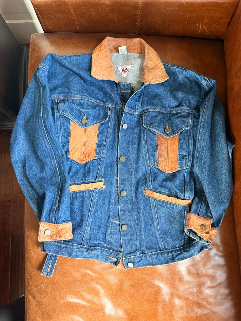 Vintage Tioga Sport Denim Jacket with Leather accents